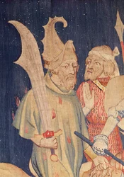 Detail of a cavalier from the Myriads of Lions, from the Apocalypse Tapestry of Angers